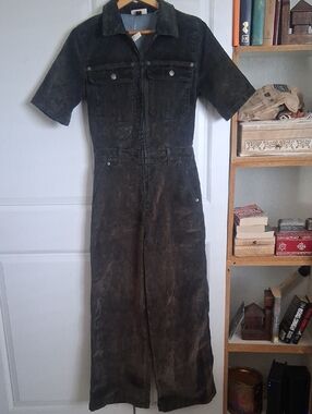 Universal Thread Brown Denim Jumpsuit with Front Zip